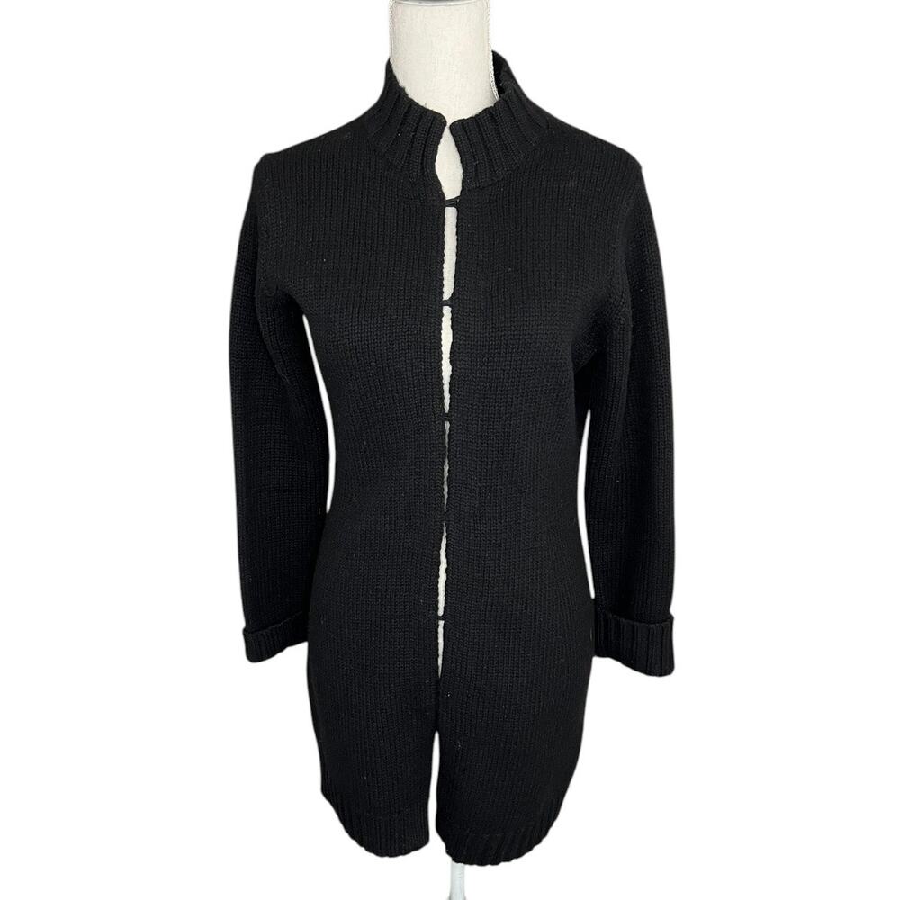Vintage GAP Black Lambswool Knit Cardigan sweater lagen look minimalist cozy